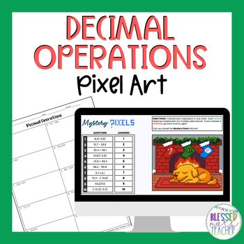 Decimals Operations Digital Activity & Worksheet - Christmas - 7th Grade