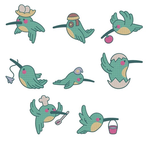 Cute Hummingbird Embroidery Bundle, Kawaii Bird Embroidery Designs, Cartoon Hummingbird Machine Embroidery Set, Bird Embroidery Files - Etsy