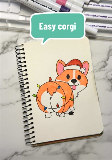 Easy drawing for sketchbook легкий рисунок в скетчбук #sketchbook_drawings #drawingtutorial #corgi #sketchbook #simpledrawing