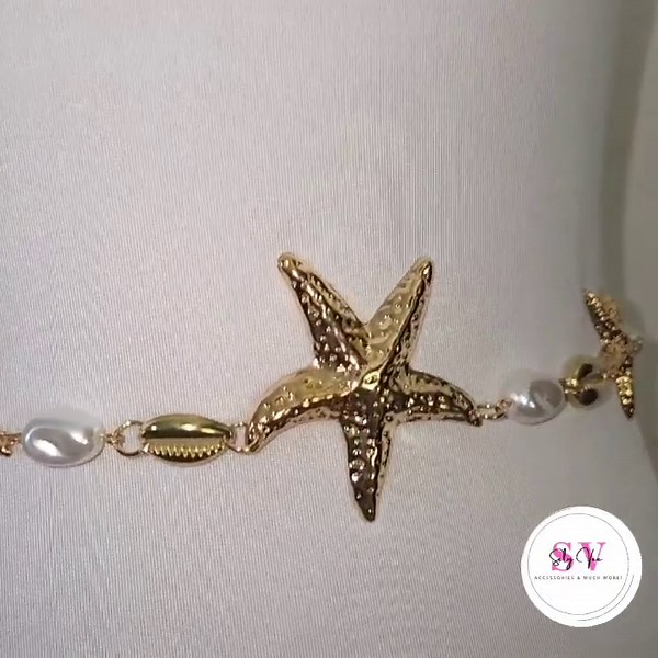 Gold Chain Belt With Star And Shell Decor Brand new... | Depop