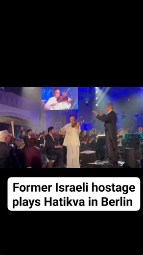 🇮🇱♥️🇩🇪 STUNNING: Israeli violinist Agam Berger, who was kidnapped by Palestinian savages on October 7, 2023 and spent a harrowing 482 days in captivity, performs Israel's national anthem Hatikva at the opening of the Jewish Cultural Festival in Berlin on November 13. Agam was a 21 year old IDF lookout who was kidnapped from IDF's Nahal Oz outpost along with several other female soldiers during the October 7 massacre. After her release as part of the January 2025 ceasefire, she has actively c