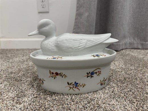 Vintage BIA Cordon Bleu Duck Ceramic Covered Casserole Dish Floral Pattern - Etsy
