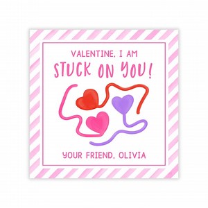 Printable Sticky Heart Valentines, Sticky Hand Valentine Tags, Stuck on You Valentine Cards, Valentine's Day Gift Tags, Valentine Favor Tags - Etsy
