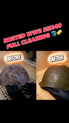 Warrelics on Instagram: "Rusted Soviet SSH40 helmet getting a full clean and wax seal Here is a small part of the process Watch the full video on my YouTube channel Warrelics100 link in bio. #ww2 #soviethelmet #ssh40 #ww2helmet #warrelics relichunting metaldetecting rustremoval oxalicacid battlefieldrelics helmetcleaning conservation restore restoration"