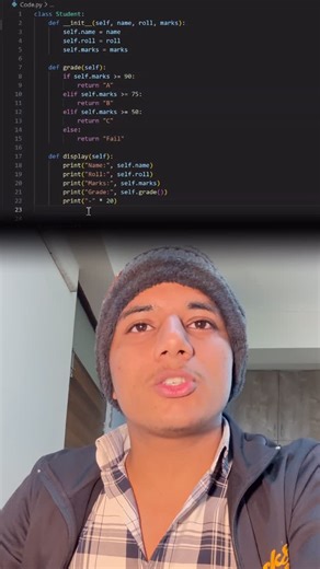 Ezcode on Instagram: "I stopped watching tutorials and built a real Python project 🚀 This project uses: Object Oriented Programming Loops for program flow Conditions for decision making This is how real Python learning happens — by building, not memorizing. Save this reel if you’re learning Python 💻🔥"