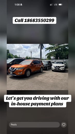 We do 40-50% downpayment of the vehicle cost and up to 3 years to pay off balance via monthly installments Payment Plan requirements are: 2 forms of ids Utility bill Bank statement Job letter 40-50% downpayment Call or WhatsApp 18683550299 for more information!
