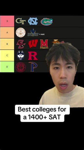 BEST SCHOOLS FOR A 1400 SAT part 1 #college #sat #tierlist #uf #unc | college