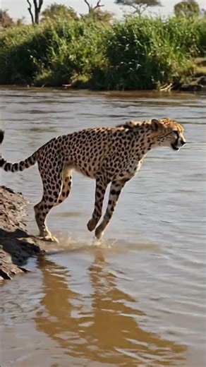 Cheetah Jumps 50 Feet Across River to Hill | World’s Most Fearless Wild Jump 🐆🔥
