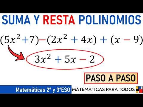 How to ADD and SUBTRACT SEVERAL POLYNOMIALS (3 polynomials) | Algebra 2nd ESO
