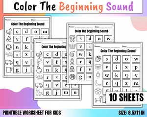 Beginning Sounds Worksheets | Circle, Match and Write the Starting Letter | Phonics Practice for Preschool & Kindergarten | Letter Sounds - Etsy UK