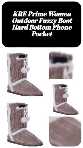 KRE Prime Women Outdoor Fuzzy Boot Hard Bottom Phone Pocket