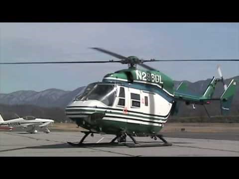 Air Methods BK117 EC145 Medevac helicopter startup and departure from Wester Carolina Regional