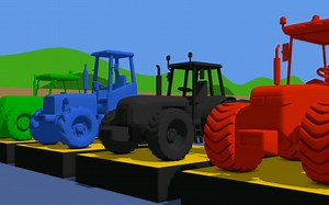 汽车益智动画:Colorful Tractors - Learning colors - New Version Kolorowe Traktory [ENG
