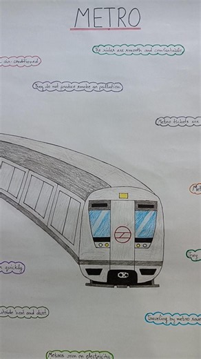 Metro Drawing | Delhi Metro Chart | Metro useful in big Cities #shorts #metro #shortvideo #drawing