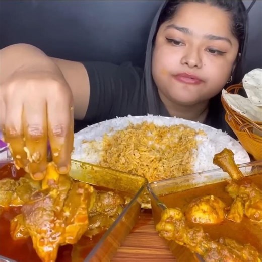 ASMR: EATING SPICY MUTTON CURRY🔥 BASMATI RICE || #shorts #mukbangn#asmreating #mukbangasmr #asmr
