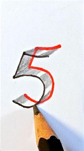 "3D Number 5 Drawing ✏ #shorts"