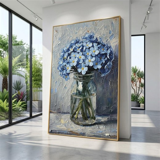 Blue Forget-me-not Flowers Canvas, Floral Wall Art, Vase Still Life Nature Decor, Shabby Chic Home Decoration - Etsy