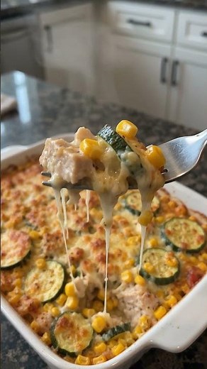 Easy High Protein Chicken Zucchini Corn Bake | Healthy Dinner