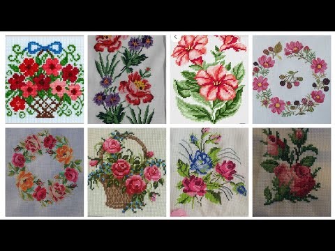 Beautiful hand cross stitch #Floral cross stitch hand embroidery thick cotton