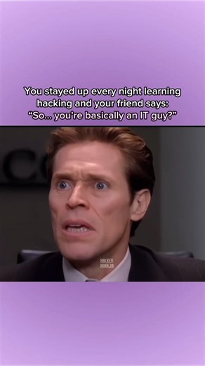 Hackerninnja on Instagram: "Years of pain. Reduced to Wi-Fi fixing. 💀💻 👉 Follow @hacker.ninnja for real hacker pain & memes. hacking life, cybersecurity student, ethical hacking, hacker struggle, tech pain, programmer life, linux terminal, infosec learning, pentesting grind, cyber jokes, hacker memes, late night studying, computer networks, security testing, bug hunting, cyber mindset, tech culture, learning hacking, coder emotions, digital skills #hackerlife #cybersecurity #programmerhumor"