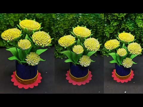 🌼 DIY Yellow Foam Flower Making | Easy EVA Foam Flower Bouquet Tutorial