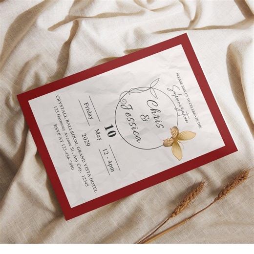 Maroon Wedding Invitation Card | Editable Canva Template | Elegant Printable Wedding Invite | Instant Download - Etsy