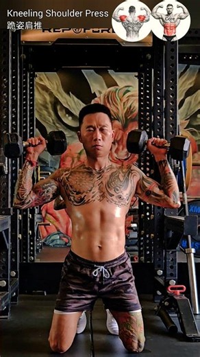 6092 Kneeling Shoulder Press 跪姿肩推 ▶️ Shoulder-Deltoids 肩部-三角肌 Abdomen-Core 腹部-核心肌群 #shoulder