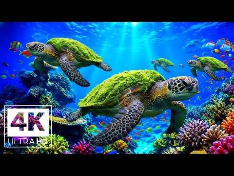 4K Coral Reef Fish Tank Visuals with Meditation Music for Deep Sleep & Stress Relief