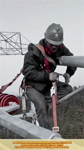Fearless Skilled Worker Installing Power Lines Precision at Extreme Heights #workprocess