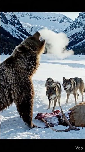 Grizzly Bear vs. Wolf Pack: Epic Winter Clash | Raw Wildlife Encounters