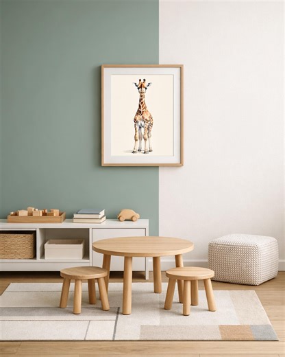 Giraffe Nursery Print, Neutral Watercolor Animal Wall Art for Baby Room, Digital Download - Etsy