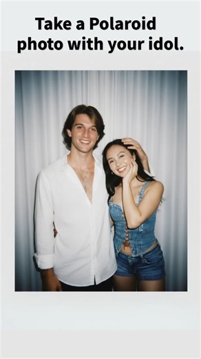 📸 Get a virtual pic with your idol! Just pick a Polaroid style in DreamFace and get your dream photo instantly. Go try it now! #DreamFace #palaroid #aifilter #selfie #photoidea | DreamFace