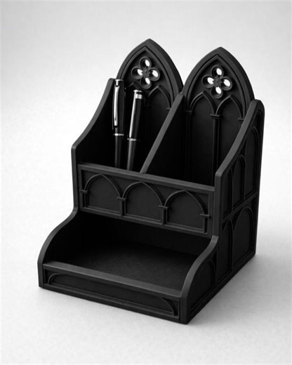 Gothic Cathedral Desk Organizer STL, Dark Academia Stationery Holder (digital Download) - Etsy