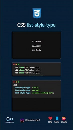 CSS List Style Type #css3 #csstricks #learncss