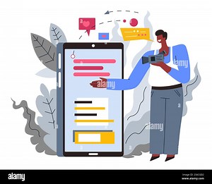 Guy making mobile device review or feedback Stock Vector Images - Alamy