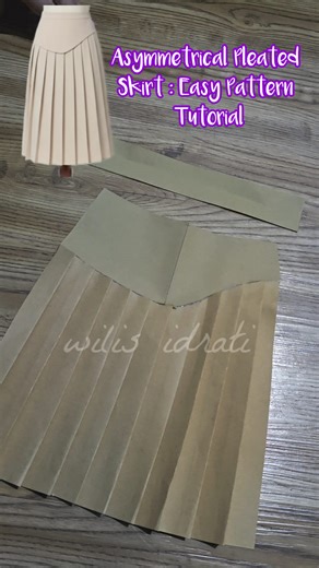 Asymmetrical Pleated Skirt : Easy Pattern Tutorial #sew #sewing #sewingpattern #patternmaking #patterndrafting #fblifestyle | Wilis idrati