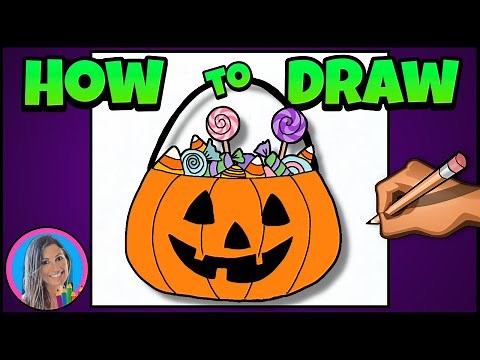 🎃 How to Draw a Trick or Treat Pumpkin Bucket 🍬 Halloween Art for Kids | Guided Drawing