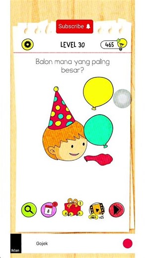 Solusi Brain Test All Star Level 30, Balon mana yang paling besar