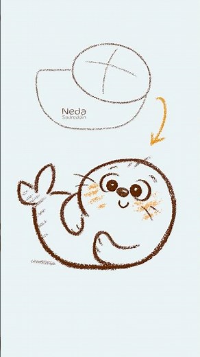 How To Draw A Cute Seal- Step by Step Drawing Tutorial #easydrawing #drawingforbeginner #kawaiiseal