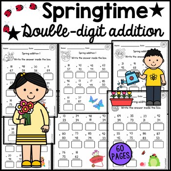 Springtime Two-Digit Addition | Grade 1–2 Math Worksheets.