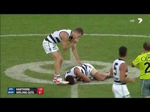 Bartel gets knocked out in the closing moments - AFL