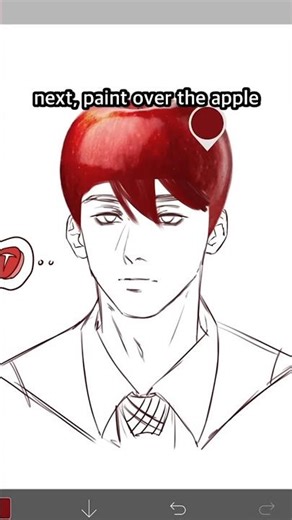 Drawing HAIR with an APPLE??? 🤔🍎 #digitalart #ibispaintx #shorts