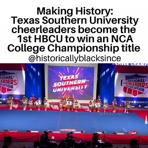 Congratulations to the Texas Southern University cheerleaders for becoming the first HBCU program to win the NCA (National Cheerleaders Association) College National Championship in the Cheer Spirit Rally Division I on Thursday. 🎥 @texassoutherncheer Repost: historicallyblacksince #hbcu #hbcuconnect #lovemyhbcus #hbcucheer #texassouthernuniversity #blackgirlmagic #blackexcellence | HBCU CONNECT