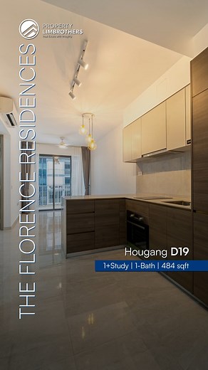 Florence Residences - 1-Bedroom Study Unit with 527sqft in District 19 Ong Yu Rong from PropertyLimBrothers presents this high-floor 1-bed plus study unit at Florence Residences, nestled in the mature enclave of Kovan. This configuration—making up just 5.1% of the project’s total mix—offers a flexible and efficient layout that includes an L-shaped open kitchen, a spacious living area, and a cleverly designed study space adjacent to the bedroom. The study can be enclosed for a walk-in wardrobe, u