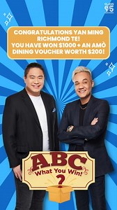#ABCWhatYouWin Congratulations Yan Ming Richmond Te for winning $1000 CASH & a Amò dining voucher worth $200! 🥳 in #ABCWhatYouWin For your chance at $1000, listen to Muttons In The Morning daily, 5 - 10am!: http://go.mediacorp.sg/class95_melisten Muttons In The Morning #muttons #CLASS95 #TheBestMixOfMusic #1SGRadioNetwork #meLISTEN | Mediacorp CLASS 95