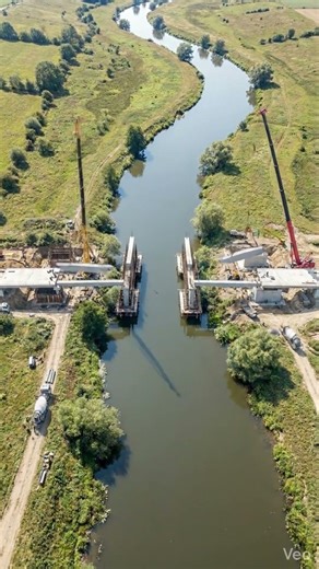 From Wide River to Twin Parallel Bridges in Seconds #shorts #construction