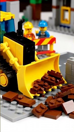 LEGO Bulldozer Pushing Dirt Smoothly | Calm & Satisfying Construction Scene