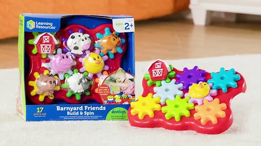 Learning Resources Barnyard Friends Build & Spin - Toddler Sensory Toys, Montessori Building Set, Preschool STEM, Busy Board Cogs and Gears for Kids, Fine Motor Skills, Gifts for Boys and Girls