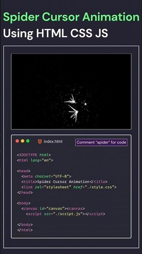🔥Spider Cursor Tracking Using HTML, CSS & JS! #coding