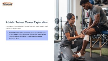 Athletic Trainer Career Exploration 101 Grades 4-12 PPTX Slides Career Lesson